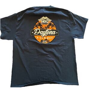2018 Daytona Bike Week Hog Bike 35 Years Rider Motorcycle T-Shirt Blue‎ Mens XL